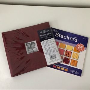 Red scrapbook with papers